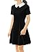 Allegra K Women's Short Sleeves Contrast Collar Fit and Flare Dress XL Black