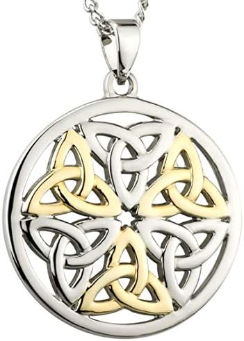Two Tone Gold and Silver Celtic Trinity Knot Designed Pendant
