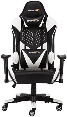 WENSIX Ergonomic High Back Computer Gaming Chair for PC Racing Chairs with Adjustable Headrest and Backrest (White/Black)