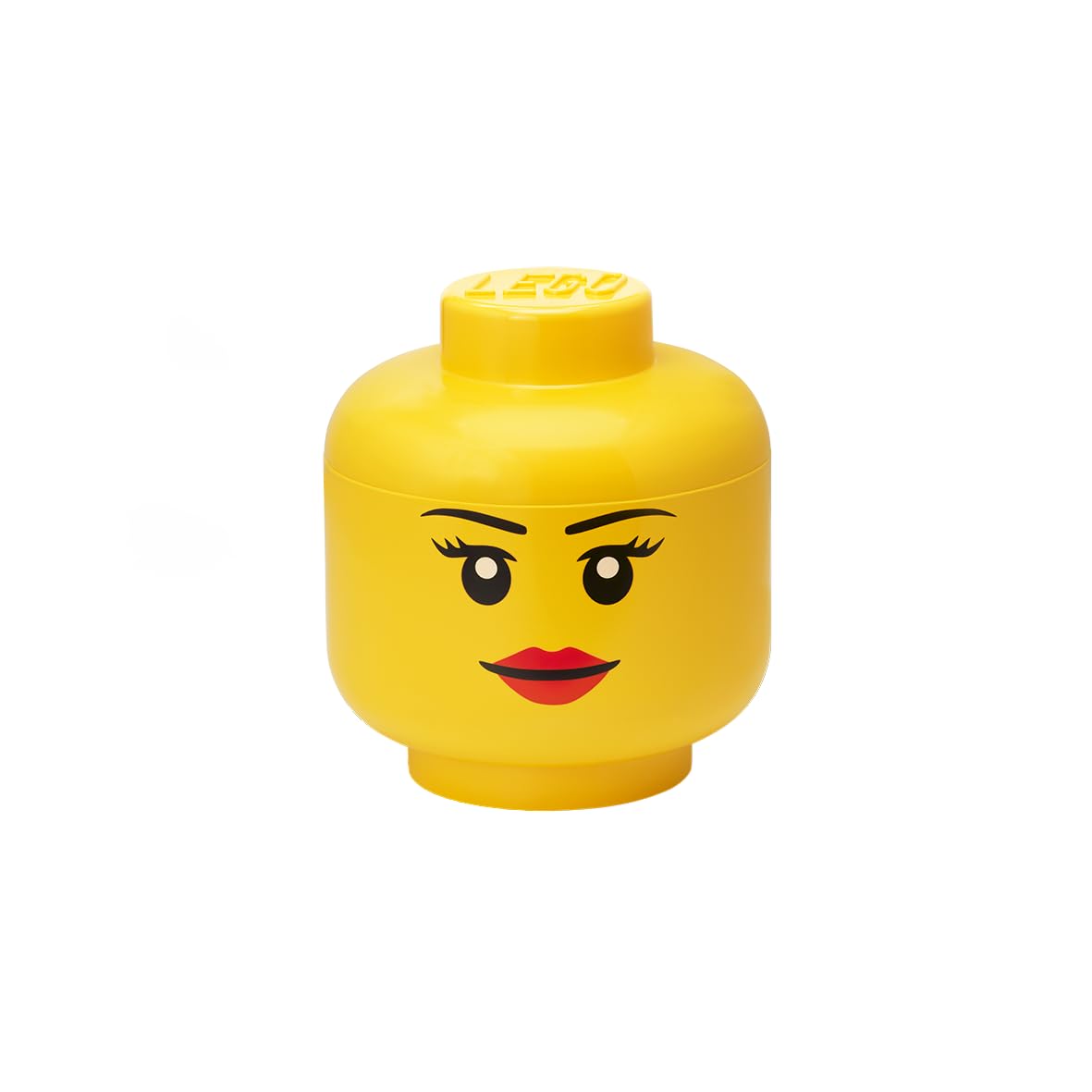 LEGO Storage Head Small - Girl - Polypropylene Storage Box with Lid for Kids' Toy Storage Stackable Organizer and Fun Storage Solution Toy Box yellow — image 1