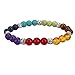 Casoty Men Women 8mm Lava Rock 7 Chakras Diffuser Bracelet Set of 4， Natural Stone Beads Elastic Healing Yoga Bracelets