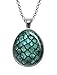 Wearable Treasures Turquoise Dragon Egg Necklace, Egg Shaped Pendant, Image Under Glass Jewelry