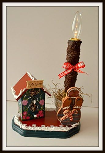 Christmas birdhouse gingerbread battery grungy candlelight decoration handmade USA free shipping