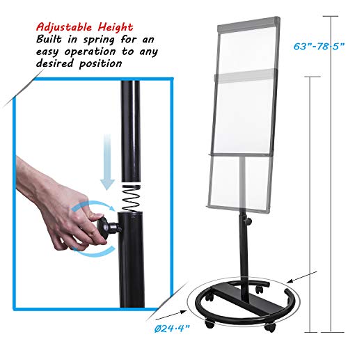 Mobile Whiteboard Standing Dry Erase Board Easel- 40x28 inches Magnetic Whiteboard with 25 Sheets Paper Pad, Black - Thumbnail 2