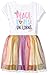 JoJo Siwa Girls' Little Peace Love Unicorns Tutu Dress with Tulle Skirt, White/Rainbow, SM-6/6x