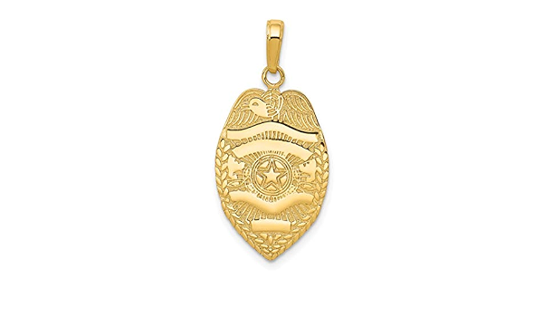 14K Yellow Gold Police Badge Charm Cop 