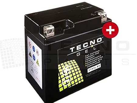 TECNO-GEL Motorrad-Batterie YTX5L-BS, 12V Gel-Batterie 6Ah statt üblicherweise 5Ah (DIN 50412), 113x70x105 mm inkl. Pfand