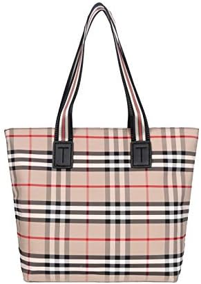 GDLXL Women's Shoulder Bag Waterproof Scratch-Resistant Nylon Handbag Large Capacity Leisure Travel Bag Check Bag Messenger Bag,Beige
