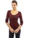 PattyBoutik Women's Hoodie Open Stitch Knit Top (Burgundy M)