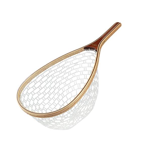 Booms-Fishing-N1-Fly-Fishing-Trout-Net-Rubber-with-Wood-Landing-Mesh-Basket
