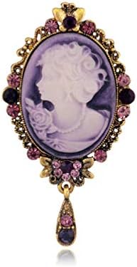 GAOZONGTER Retro Vintage Inspired Cameo Lady Maiden Crystal Rhinestone Pin Brooches for Women Bridesmaid Brides Wedding Gifts