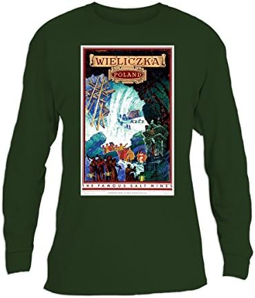 Polish Apparel Vintage Poster: Wieliczka, Salt Mine - Green Long Sleeve Tee MEDIUM