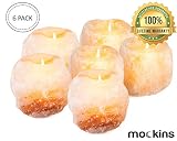 mockins 2.5 lbs 6 pack Natural Himalayan Salt Tea Light Candles Holder | Great Room Decor