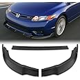 HK5 3 Pieces Front Bumper Lip Spoiler Splitter Side Body Kit Trim Protection Compatible with 2006-2008 Honda Civic 2DR Coupe, 2007 (Matt Black)