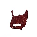 Musiclily 10 Hole JB Bass Pickguard Scratch Plate Pick Guards for Fender US/Mexico Made Standard Jazz Bass, 4Ply Red Tortoise