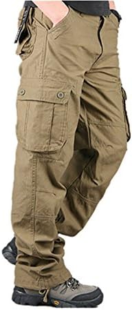 Phillip Dudley Men'S Cargo Pants Casual Mens Pant Multi Pocket Military Overall Men Outdoors Long Trousers Army Yellow 38