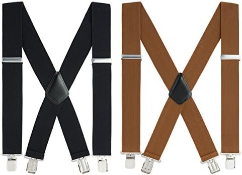 Suspenders for Men, with Heavy Duty Clip Wide X-Back for Work