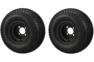 RM Cart 18x8.50-8 Turf Tires on 8x7 Alloy Steel Wheels Assemblies for Mowers and Golf Carts (Set of 2) (Matte Black)