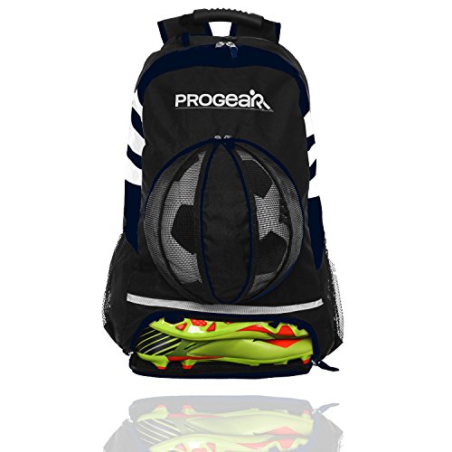 Soccer Backpack w/Ball Pocket Sports Gym Bag Holds Shoes, Cleats