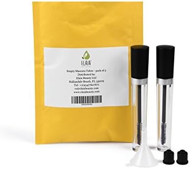 Elaia Beauty Solutions Empty Mascara Tubes With Wand Applicators for Castor Oil - Ideal for DIY Cosmetics - 8 mL - Set of 2 by ELAIA BEAUTY SOLUTIONS