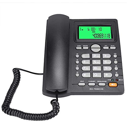 VBESTLIFE Home Corded Phone, KX-T880C Big Button Mute Function Desk Phone with Caller ID Display Landline Telephone Fixed Telephone for Home Office Hotel, No Battery (Black)