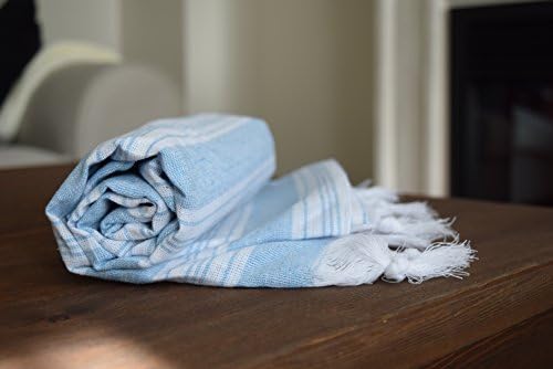 All Cotton Turkish Palace Peshtemal for Bath Spa Sauna Beach Towel 100% Cotton Extra Hammam towel Turkish Towel (Light Blue)