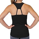 Max Threads Women’s Racerback Tank Top - Workout Top With Built-In Bra and Removeable Modesty Cups - Black - Medium