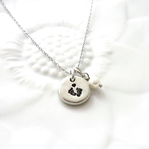 Dainty Baby Feet Personalized Necklace - Mother's Jewelry - Baby Shower Gift - New Mom Gift - Hand Stamped