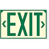 OSHA Photoluminescent Exit Sign (Green) UV Inks on Aluminum 12" x 7.5" | HEAT Resistant | COLD Tolerant | WEATHER Proof. - MA