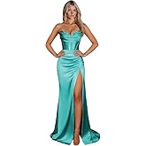 EAURIC Strapless Mermaid Prom Dresses 2026 for Women Sweetheart Satin Long Ball Dress with Slit