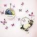 FLY SPRAY 24pcs Vivid Pink Butterfly Mural Decor Removable Wall Stickers with Adhesive Decals Nursery Decoration 3D Crafts