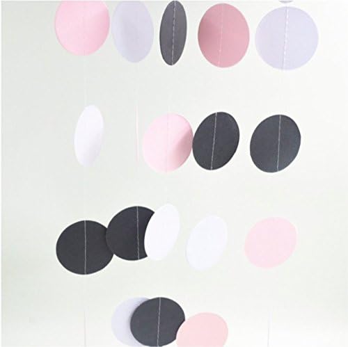 Mulion Colorful Paper Garland Circle Dots, 4M Hanging Ball Banner Decorations for Wedding Birthday Party Baby|Bridal Shower Christmas Holiday Backdrops (Pink, White and Dark Grey)