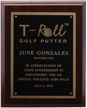 SHOP AWARDS AND GIFTS Customizable Award Plaque Personalized Custom Engraved 8x10 Inch Walnut Finished with Black Plate Gold Trim, Includes Personalization
