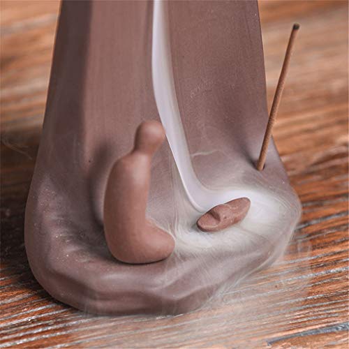 Backflow Ceramic Incense Holder Waterfall Incense Burner with 50 Backflow Incense Cones 40 Incense Sticks 1 Tweezers 1 Pad, Mountain Tower Censer Aromatherapy Ornament Home Decor