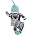 Baby Boys 3pcs Long Sleeve Tops with Leggings and Hat Outfit Set Newborn Clothes (12-18M, Blue)
