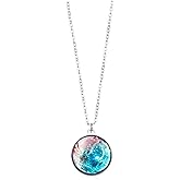 JczR.Y Eight Planets Necklace Pendent Double-Sided Glass Ball Universe Galaxy Solar System Guardian Stars Necklace for Women