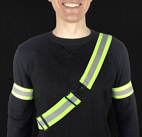 HiVisible Reflective Belt with 2 Reflective Bands (Green Belt + 2 Bands)