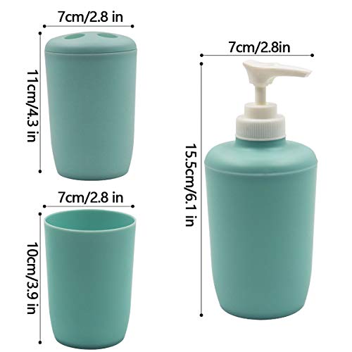 Bathroom Accessories Set, 4 Pcs Plastic Bathroom Set Toothbrush Holder, Toothbrush Cup,  Pump Bottles(10 Ounce, 300 Milliliter) - Thumbnail 6