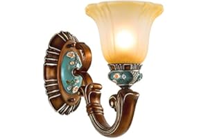 European LED Wall Sconce, Hand-Carved Frosted Glass, Decorative Indoor Lamp with Resin Base, Perfect for Living Room & Bedroo