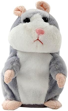 YOOMUN Talking Hamster Repeats What You Say Electronic Pet Talking Plush Buddy Mouse for Kids--Electronic Pet Talking Record Plush Toys Educational Toy for Children Gift (Grey)