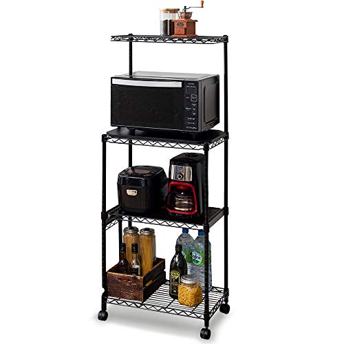 アイリスオーヤマ カラーラック メタルラック レンジ台 4段 キャスター付き ブラック 防サビ加工 幅55×奥行35×高さ139cm ポール径19mm キッチンラック スチールラック サビに強い CMR-55134商品画像