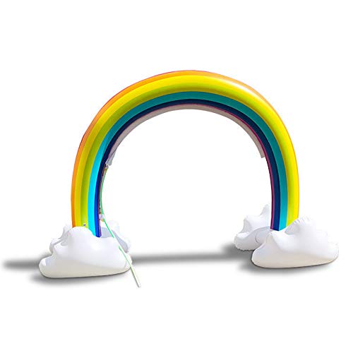 Zoostliss Rainbow Arch Sprinkler Summer Inflatable Water Spray Toy Giant Rainbow Cloud Yard Backyard Lawn Archway Outdoor Toys for Kids Adult Fun Play Games