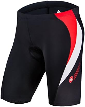 Men's Cycling Shorts with Reflective Stripe for Long Distance Endurance Bike Riding(Red,M)