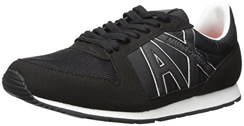 A|X Armani Exchange Men's Oversized AX Logo Mesh Athletic Sneaker, Nero, 12 M US