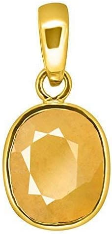 Arenaworld HARSGALI GEMS 9.00 Ratti Natural Yellow Sapphire Pendant/Locket (Pukhraj Stone Panchadhatu Pendant) 100% Original AAA Quality Gemstone