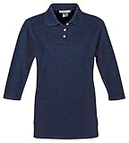 Tri Mountain Women's 3/4-Sleeve Pique Knit Golf Shirt Navy, Large
