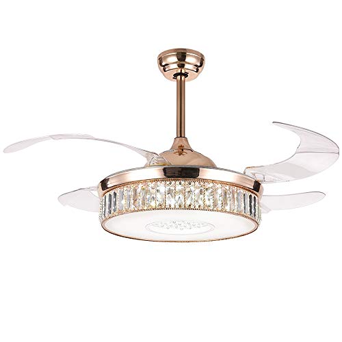 Tiptonlight Retractable Ceiling Fan 42 Inch With Remote Control