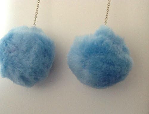 Baby Blue Fluffy Pom Pom Earrings