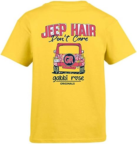 Gabbi Rose Originals Jeep Hair Don't Care Youth and Adult T-Shirt (Yth XL - 18, Daisy)
