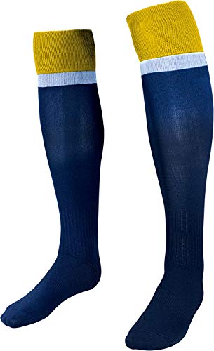 HS Unisex_Adult F15 Fairplay Football Socks, Navy Blue/White/Yellow, 3